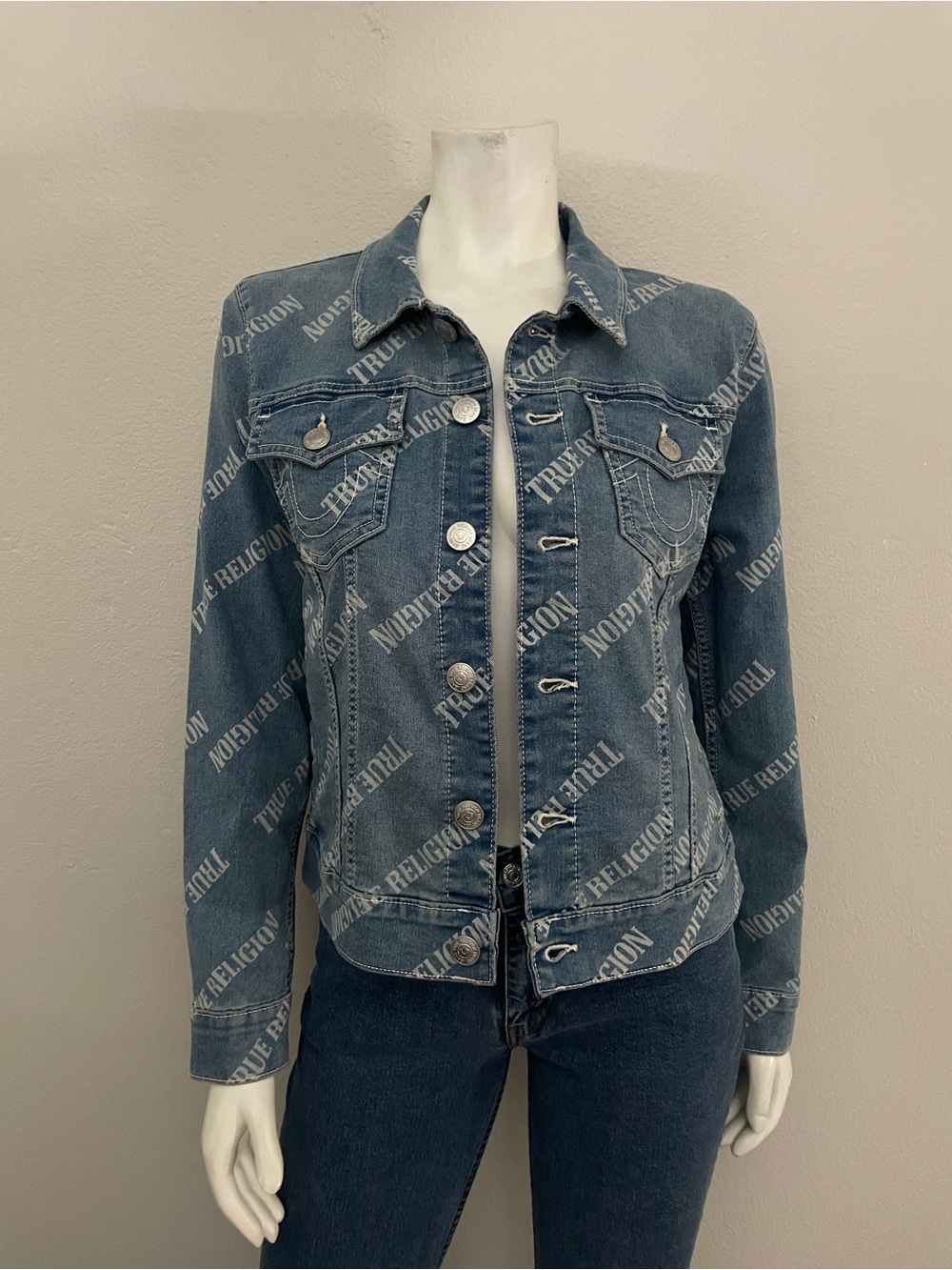 True Religion L. Bliss Wash Trucker Denim Jacket - Blue